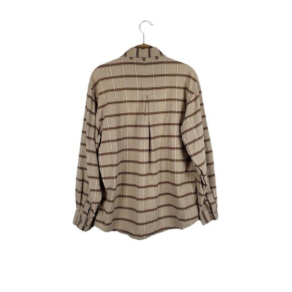 Woolrich Button Up Shirt British Tan Plaid Long Sleeve 3067 Mens Size Medium - Picture 2 of 7